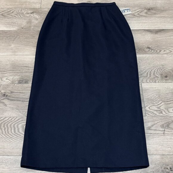 Michele Navy Blue Pencil Skirt Long Midi Size 10 VTG Casual Career Chic Fashion - Picture 11 of 11